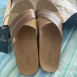 OluKai Brown Sandals with Stitch Detail